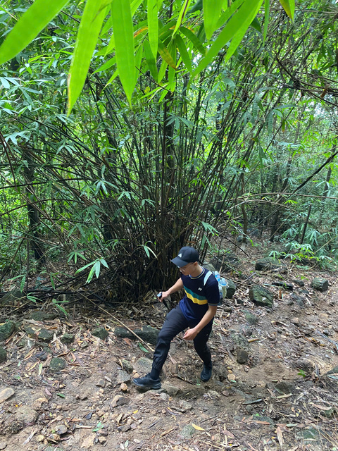 Trekking qua đoạn đường dốc ở Núi Dinh