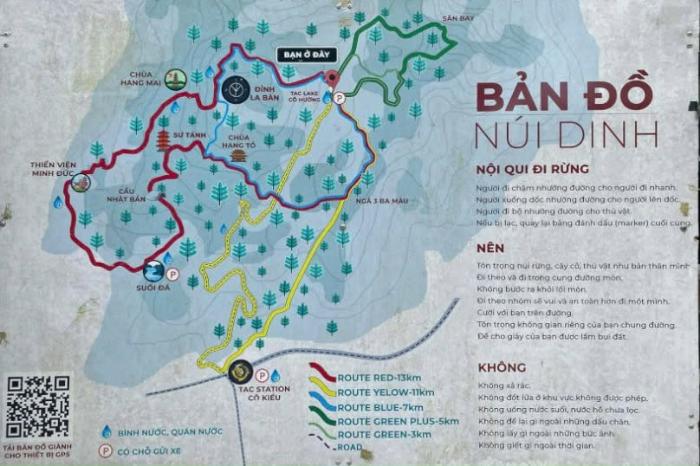 Bản đồ từng cung Núi Dinh Leo núi Dinh trekking gần Sài Gòn