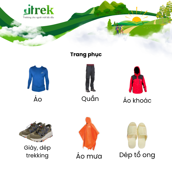 List đồ đi trek v&agrave;o m&ugrave;a mưa